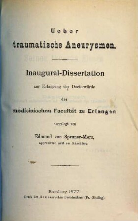 Ueber traumatische Aneurysmens