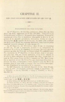 Chapitre II. Les trois royaumes simultanés et les Tsin