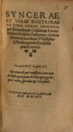 Syncerae Et Verae Doctrinae De Coena Domini Defensio
