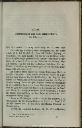 XXXII. Erörterungen aus dem Strafrechte