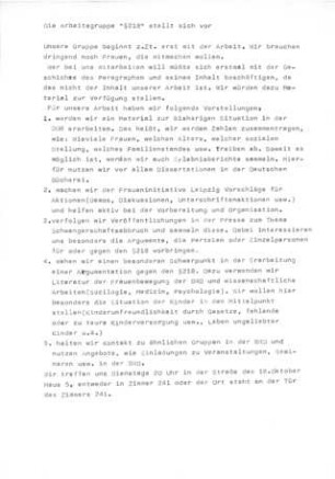 Die Arbeitsgruppe "§218" stellt sich vor