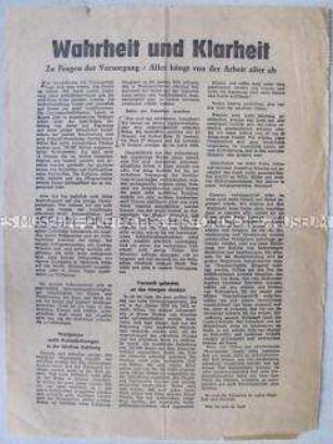 Propagandaflugblatt zur Versorgungslage