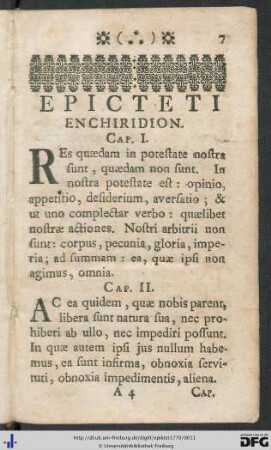 Epicteti Enchiridion.