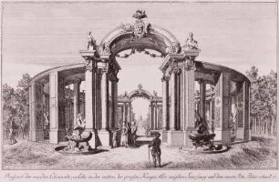 Prospect der runden Colonnade, welche in der mitten der großen Haupt-Allee zwischen Sanssoucy und dem neuen Kön. Palais erbaut ist