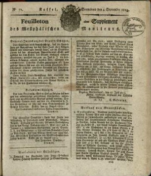 No. 71, Sonnabend den 4. September 1813