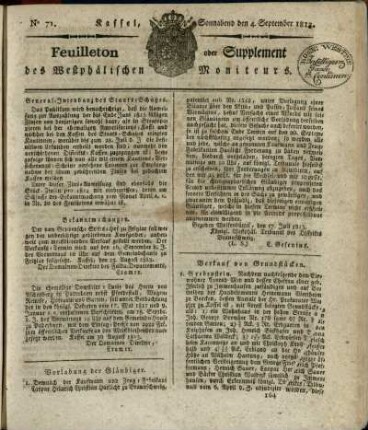 No. 71, Sonnabend den 4. September 1813