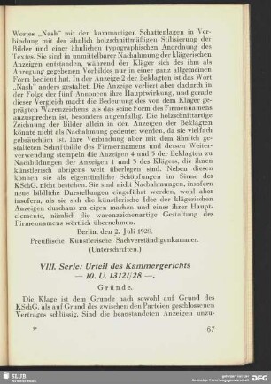 VIII. Serie: Urteil des Kammergerichts - 10. U. 13121/28 -
