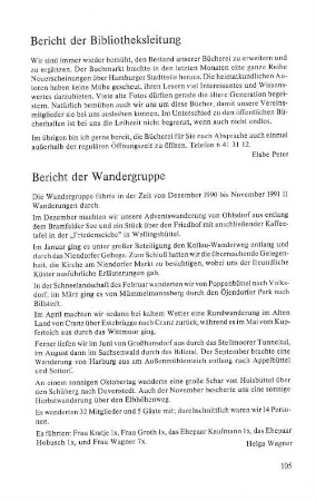 Bericht der Wandergruppe