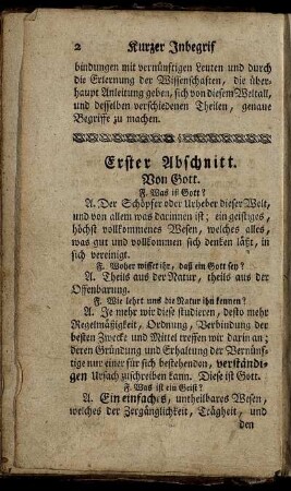 Erster Abschnitt. Von Gott