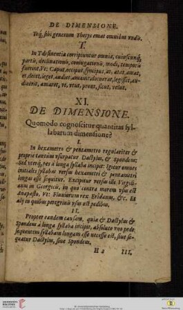 XI. De dimensione