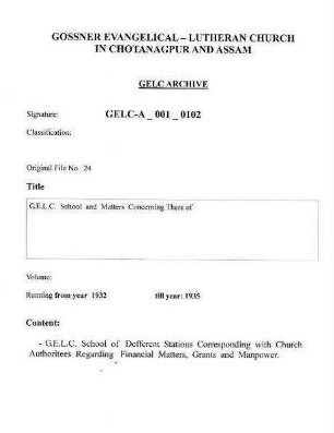 GELC School and Matters Concerning There of