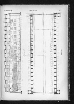 Luftschiffhalle Friedrichshafen. Längsschnitt und Grundriss