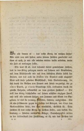 Das rothe Kreuz im weißen Felde : in der Reihe der Vorträge des badischen Frauenvereins gehalten in Karlsruhe am 18. Januar 1868