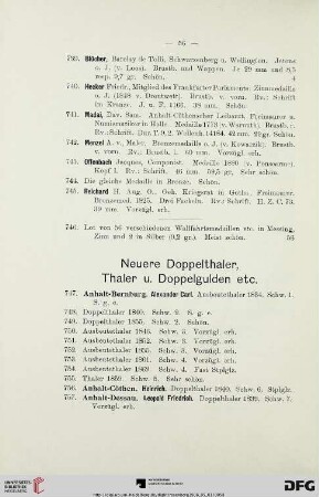 Neuere Doppelthaler, Thaler u. Doppelgulden etc. (Nr. 747-1332)