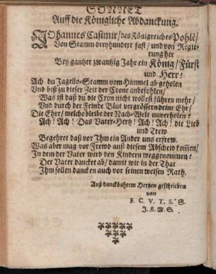 Sonnet Auff die Königliche Abdanckung.