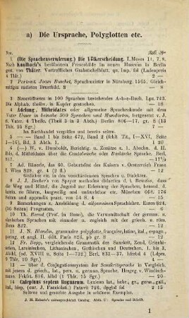 Culturgeschichte und Curiositäten, Abth. U. Sprache und Schrift