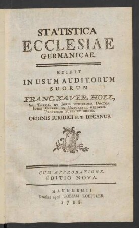 P. 1: Statistica Ecclesiae Germanicae