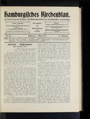 Nr. 10. Hamburg, 7. März 1915. 12. Jahrgang.