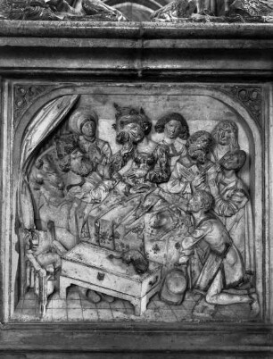 Grabmal für Kaiser Heinrich II. und Kaiserin Kunigunde — Relief östliche Stirnseite: Der Tod Kaiser Heinrichs II.