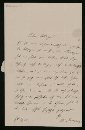 Brief von Wilhelm Krause an Bernhard Riemann. [Göttingen], 5.4.1862