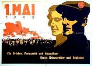 Plakat zum 1. Mai 1946 für Frieden, Fortschritt und Neuaufbau