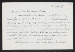 Brief von Siegmund Feldmann an Margarete Hauptmann