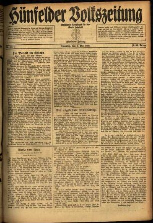 Ausgabe vom Samstag, den 01. Mai 1920.