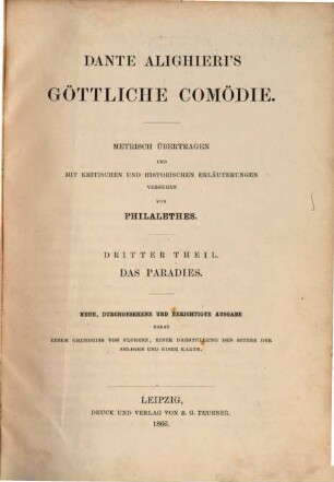 Göttliche Komödie : Metrisch übertragen und mit Kritischen und historischen Erläuterungen versehen von Philalethes (Kg. Johann v. Sachsen), 3