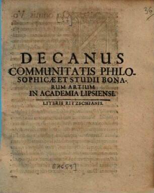 Decanus communitatis philosophicae et studii bonarum artium in academia Lipsiensi