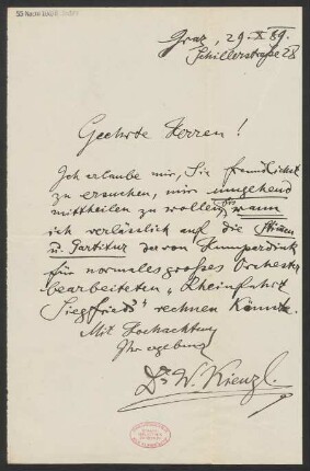 Brief an B. Schott's Söhne : 29.10.1889