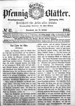 No. 42, Sonnabend, den 15. October 1864