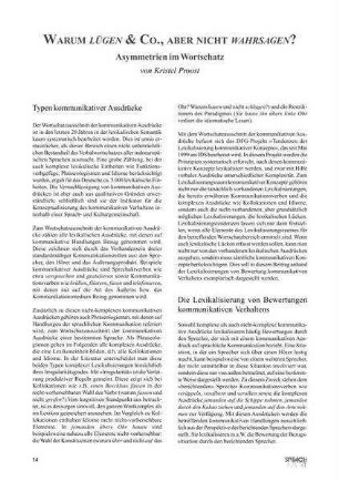 Warum lügen & Co., aber nicht wahrsagen?