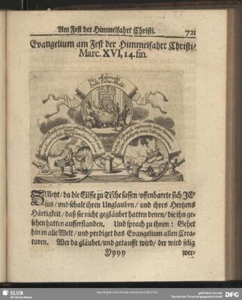 Evangelium am Fest der Himmelfahrt Christi, Marc. XVI, 14. fin.