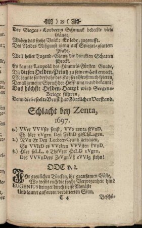 Schlacht bey Zenta, 1697.