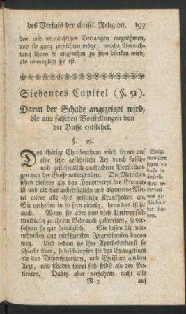 Siebentes Capitel ... Darin der Schade angezeiget wird, der aus falschen Vorstellungen von der Busse entstehet