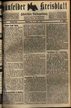 Zweite Ausgabe vom Samstag, den 09. Juni 1928.