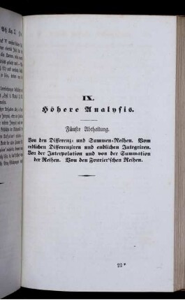 IX Höhere Analysis.