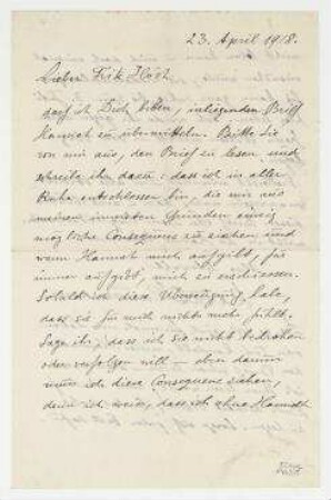 Brief von Raoul Hausmann an Fritz Höch