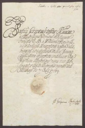 Salzburger Studienzeugnisse des Philipp Franz Wilderich von Walderdorff.