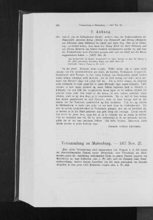 Versammlung zu Marienburg. - 1417 Nov. 25.