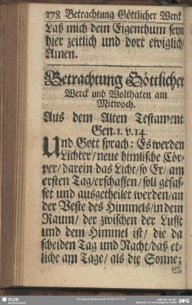 Betrachtung Göttlicher Werck und Wolthaten am Mitwoch