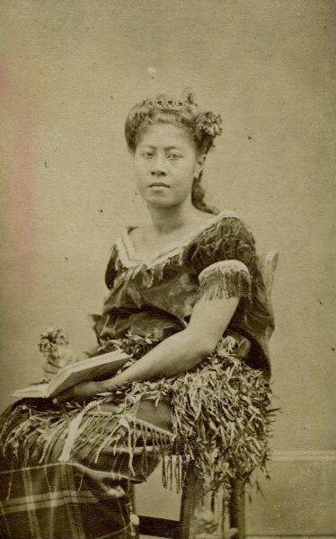 "Woman in festive dress, Samoa"