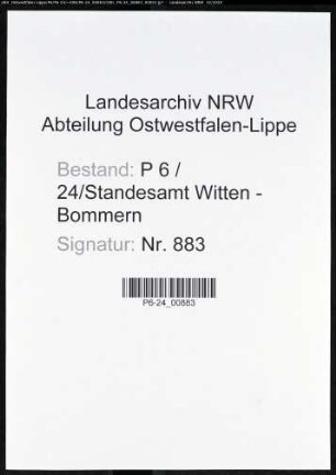 Sterberegister Standesamt Witten-Bommern