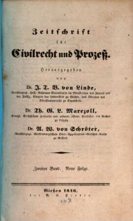 Zeitschrift für Civilrecht und Prozeß. 2. 1846