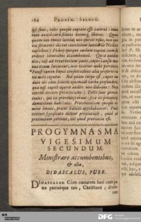 Progymnasma Vigesimum Secundum. Ministrare accumbentibus, & alia.
