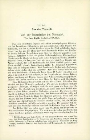 III. Teil. Aus der Tierwelt