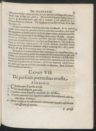 Caput VII. De personis petentibus arresta