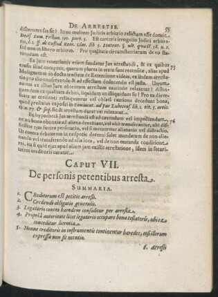 Caput VII. De personis petentibus arresta