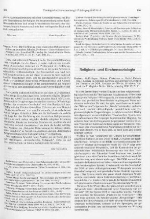 Religions- und Kirchensoziologie