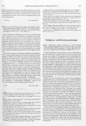 Religions- und Kirchensoziologie
